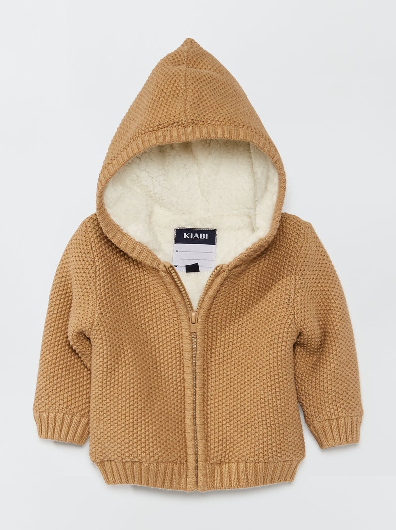 Chaqueta de punto tricotado y borreguito BEIGE - Kiabi
