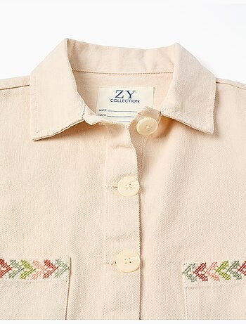 Chaqueta de sarga con bordados en punto de cruz