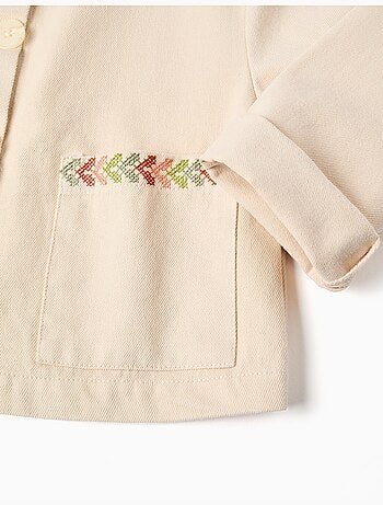 Chaqueta de sarga con bordados en punto de cruz