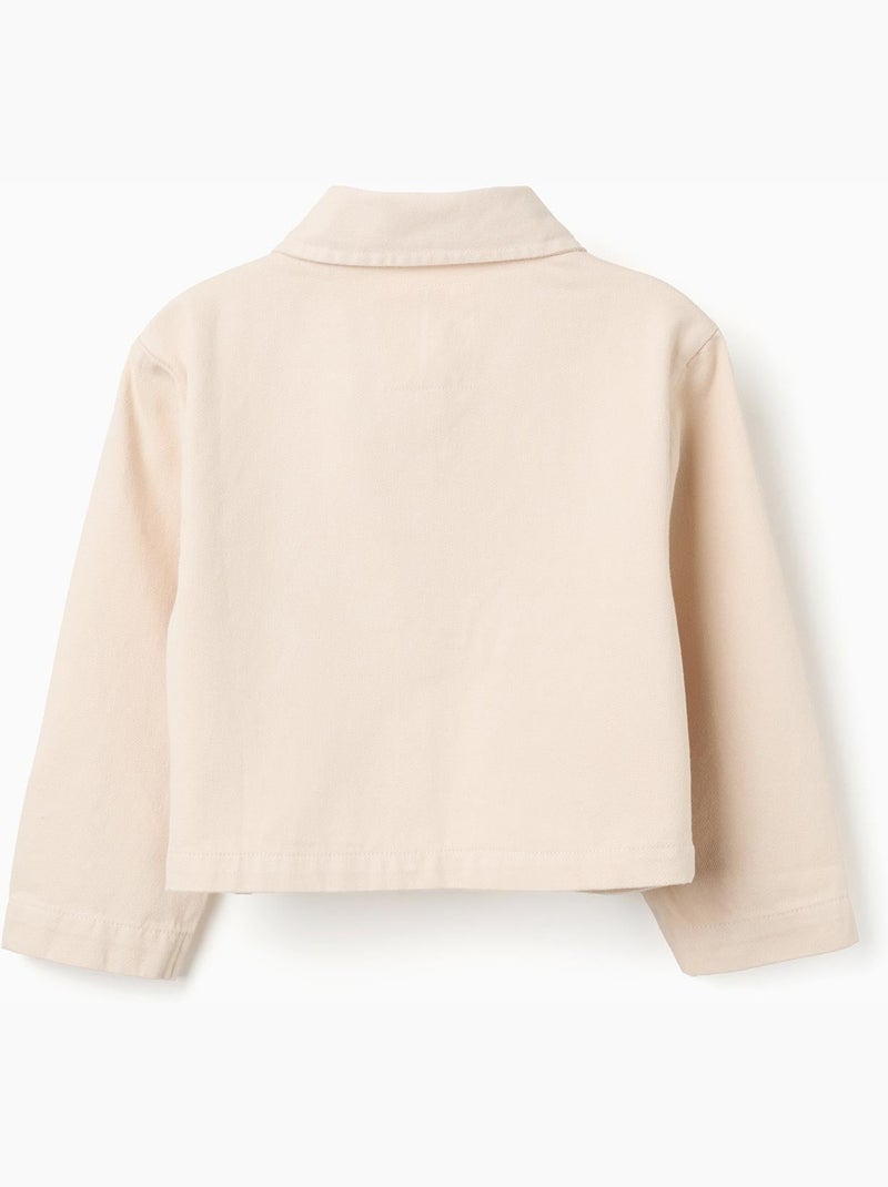 Chaqueta de sarga con bordados en punto de cruz Beige - Kiabi