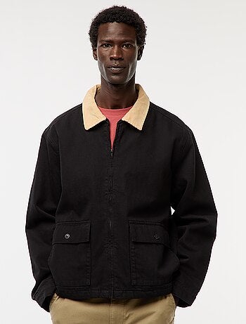 Chaqueta de twill con cremallera y cuello acanalado