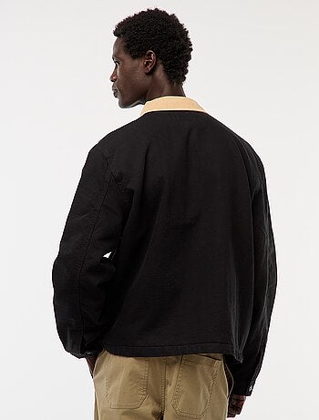 Chaqueta de twill con cremallera y cuello acanalado