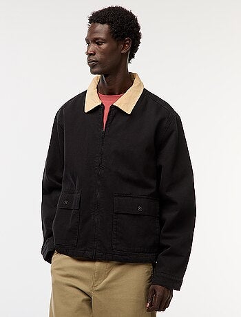 Chaqueta de twill con cremallera y cuello acanalado