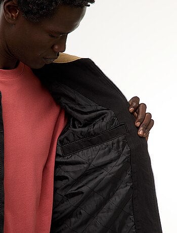 Chaqueta de twill con cremallera y cuello acanalado