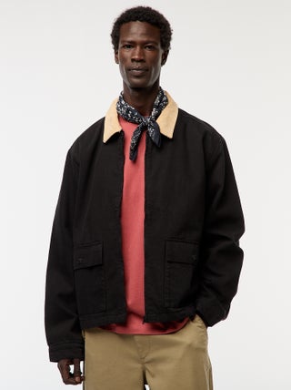 Chaqueta de sarga con cremallera y cuello de canalé