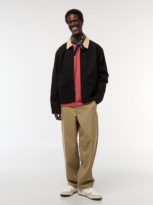 Chaqueta de sarga con cremallera y cuello de canalé - Kiabi