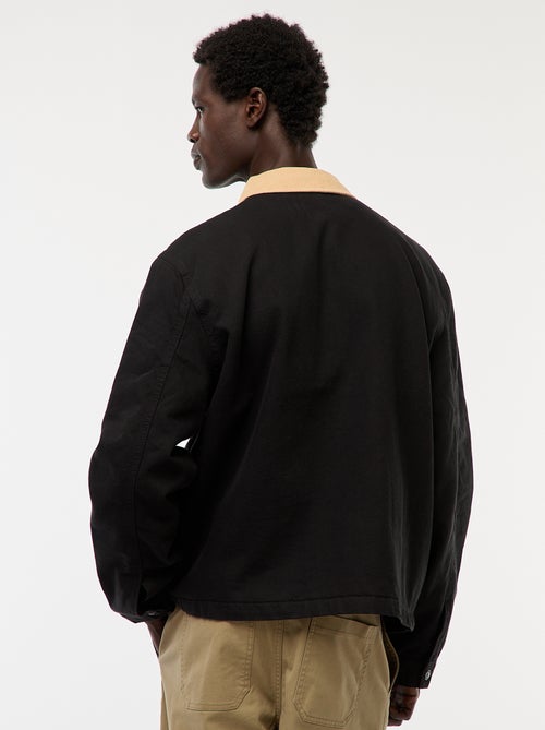 Chaqueta de sarga con cremallera y cuello de canalé - Kiabi