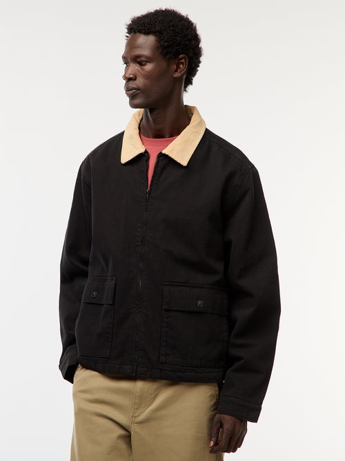 Chaqueta de sarga con cremallera y cuello de canalé - Kiabi