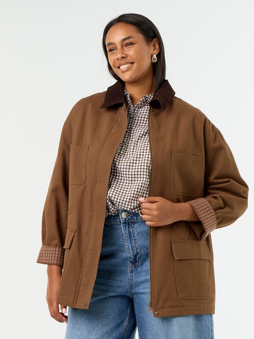 Chaqueta de sarga con cuello de terciopelo - Kiabi Chaqueta de sarga con cuello de terciopelo - Kiabi