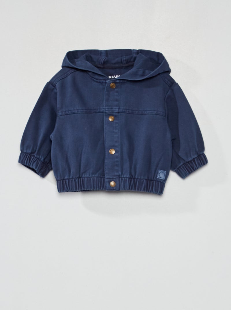 Chaqueta de sarga de algodón puro con capucha azul oscuro - Kiabi