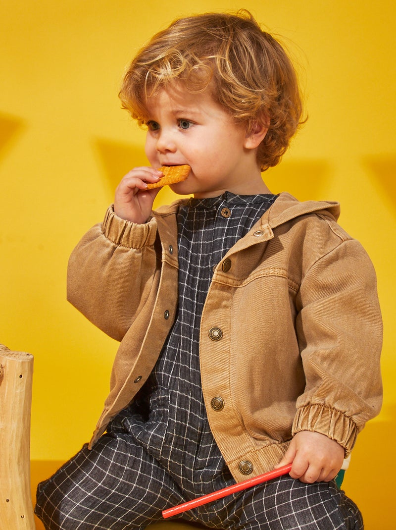 Chaqueta de sarga de algodón puro con capucha BEIGE - Kiabi