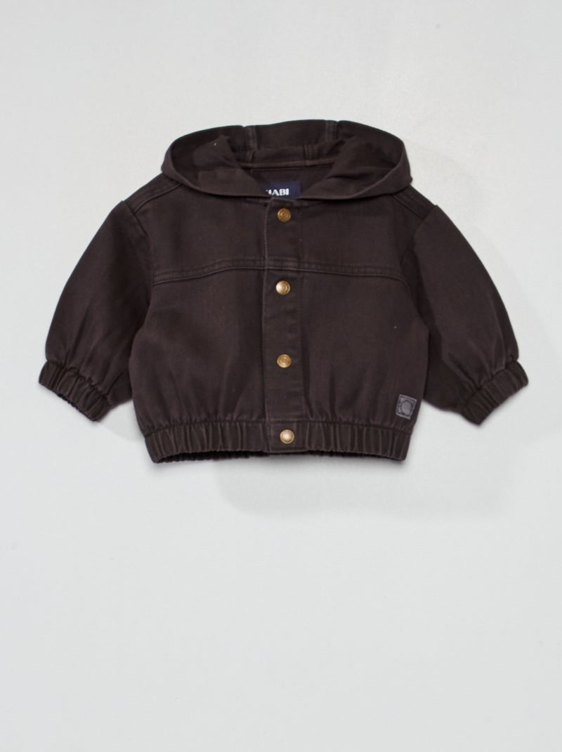 Chaqueta de sarga de algodón puro con capucha gris oscuro - Kiabi