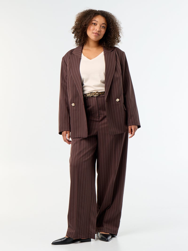 Chaqueta de sastre larga con doble botonadura Marron - Kiabi