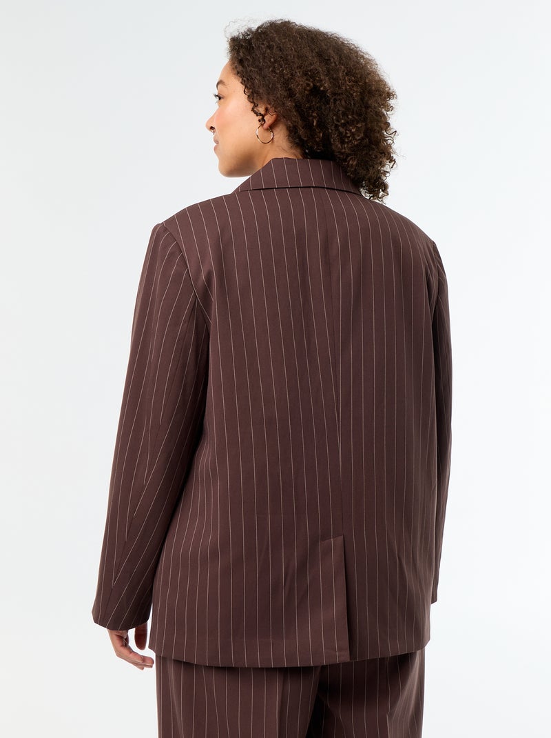 Chaqueta de sastre larga con doble botonadura Marron - Kiabi