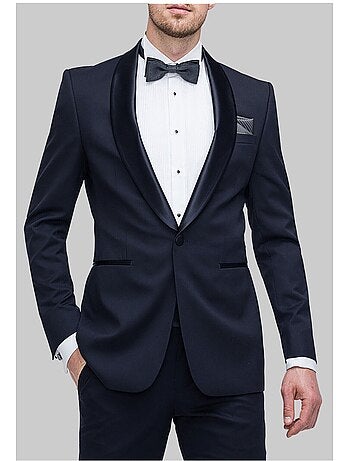 Chaqueta de satén con cuello chal Kebello