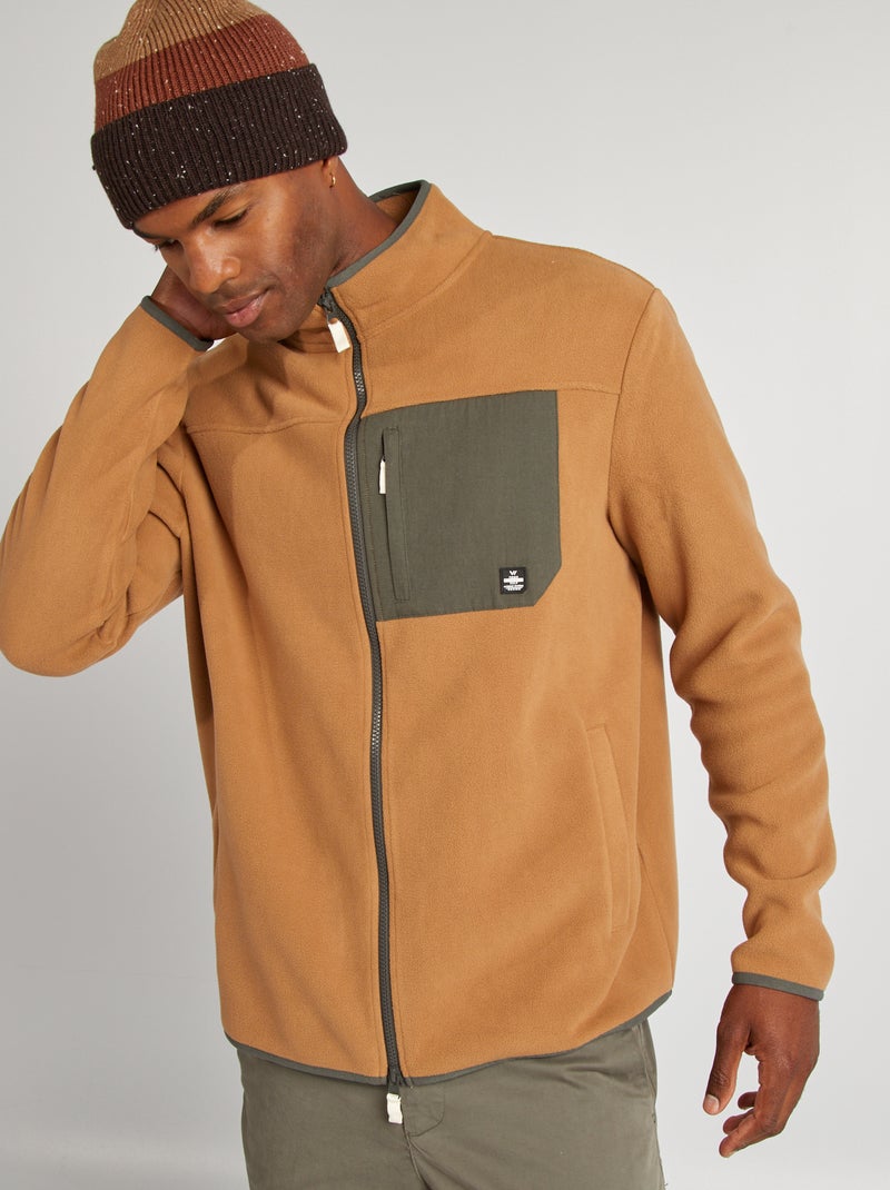 Chaqueta de tejido polar con cuello chimenea BEIGE - Kiabi
