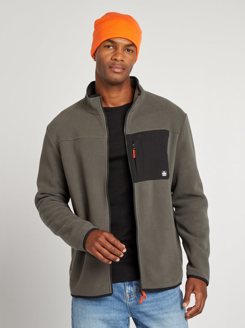 Chaqueta de tejido polar con cuello chimenea KAKI - Kiabi