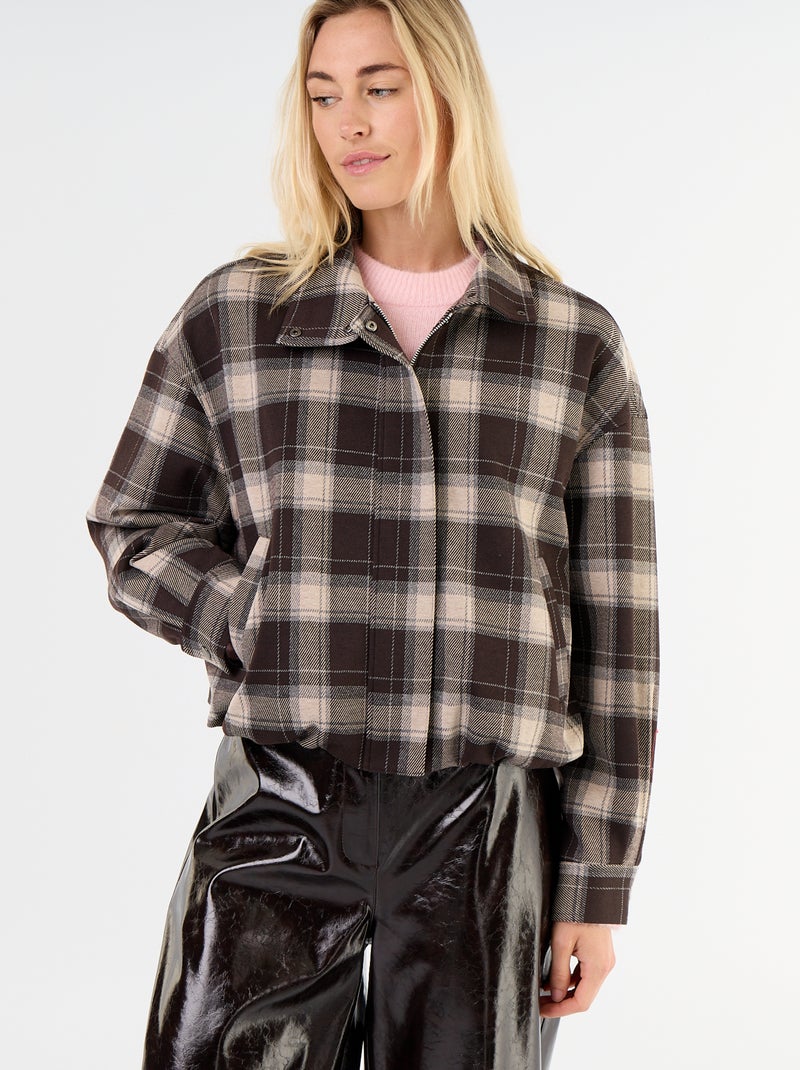 Chaqueta de tela a cuadros Marron - Kiabi