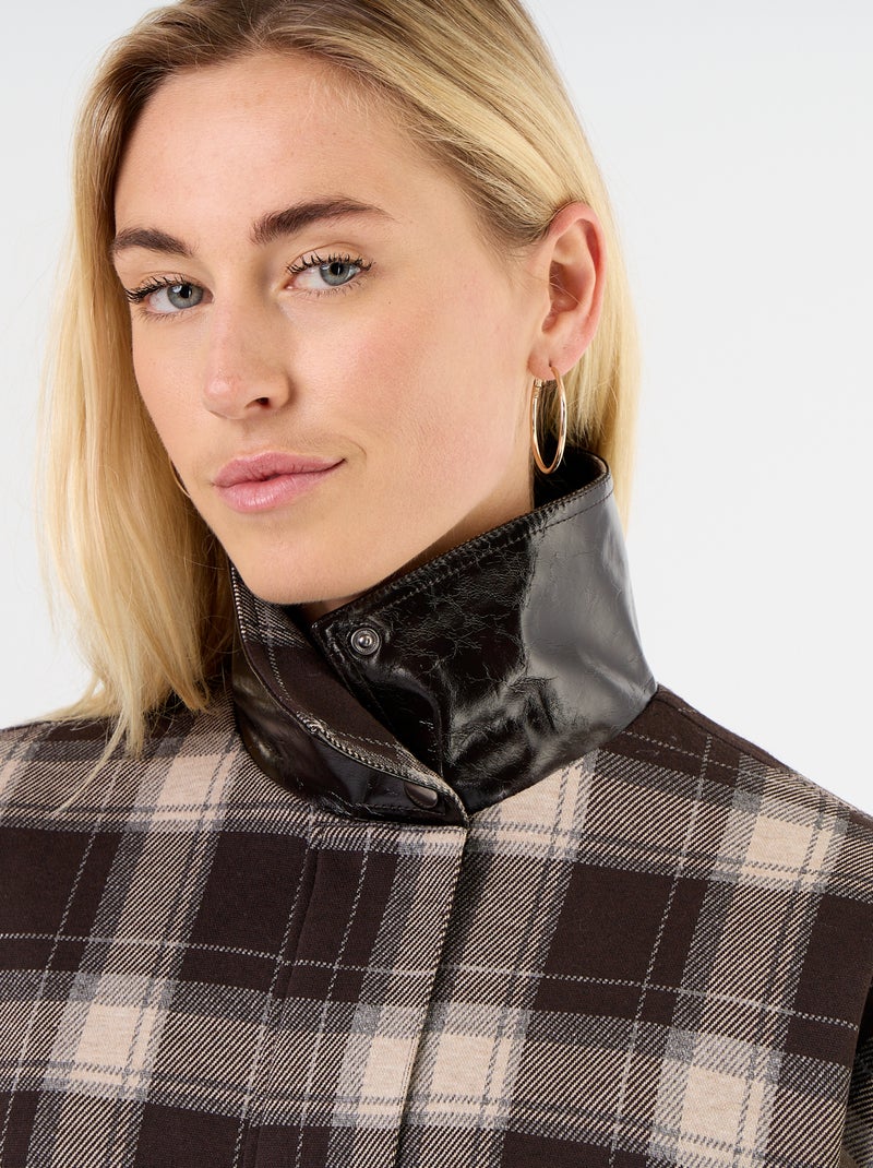 Chaqueta de tela a cuadros Marron - Kiabi