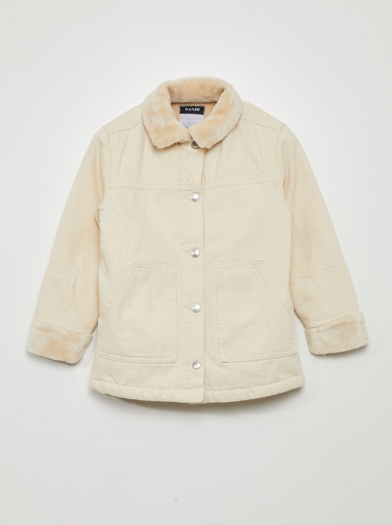 Chaqueta de tela con forro de borreguito BEIGE - Kiabi