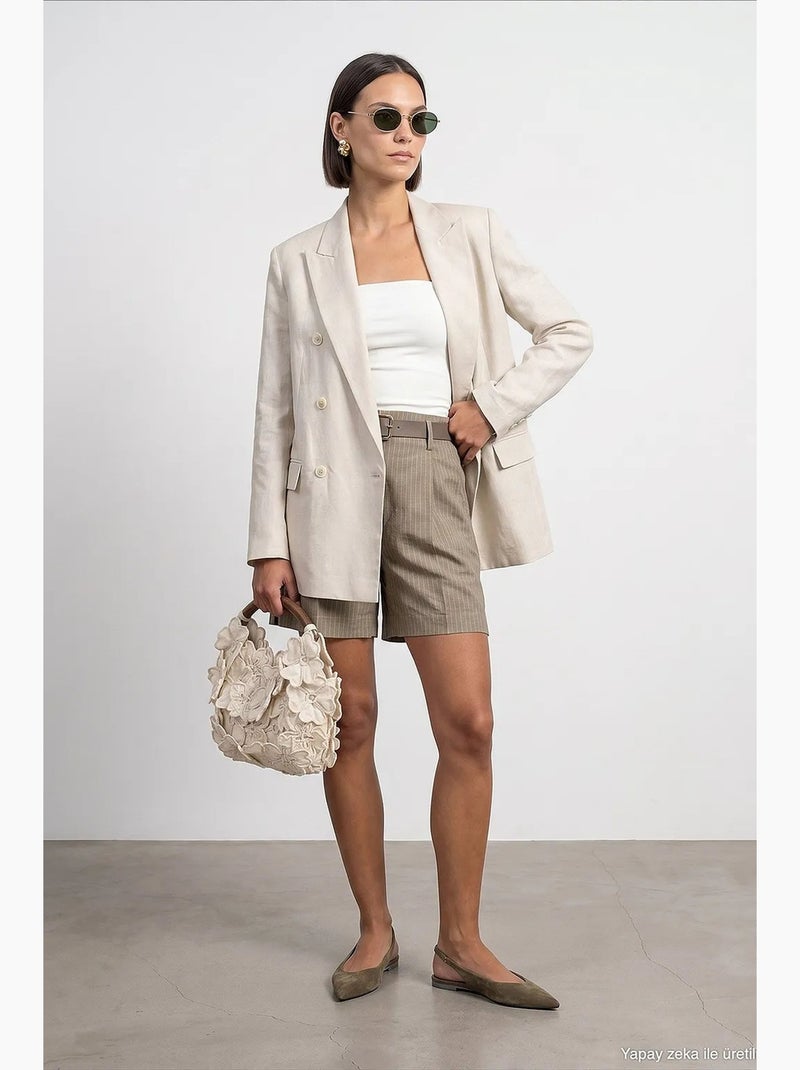 Chaqueta de tencel, algodón y lino dilvin Beige arcilla - Kiabi