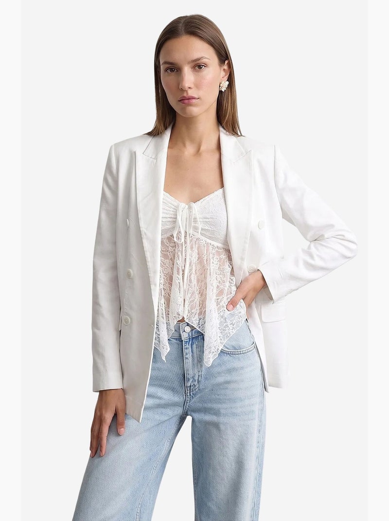 Chaqueta de tencel, algodón y lino dilvin Blanco - Kiabi