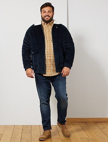 Tallas grandes hombre - Chaqueta de terciopelo con forro de borreguito - Kiabi