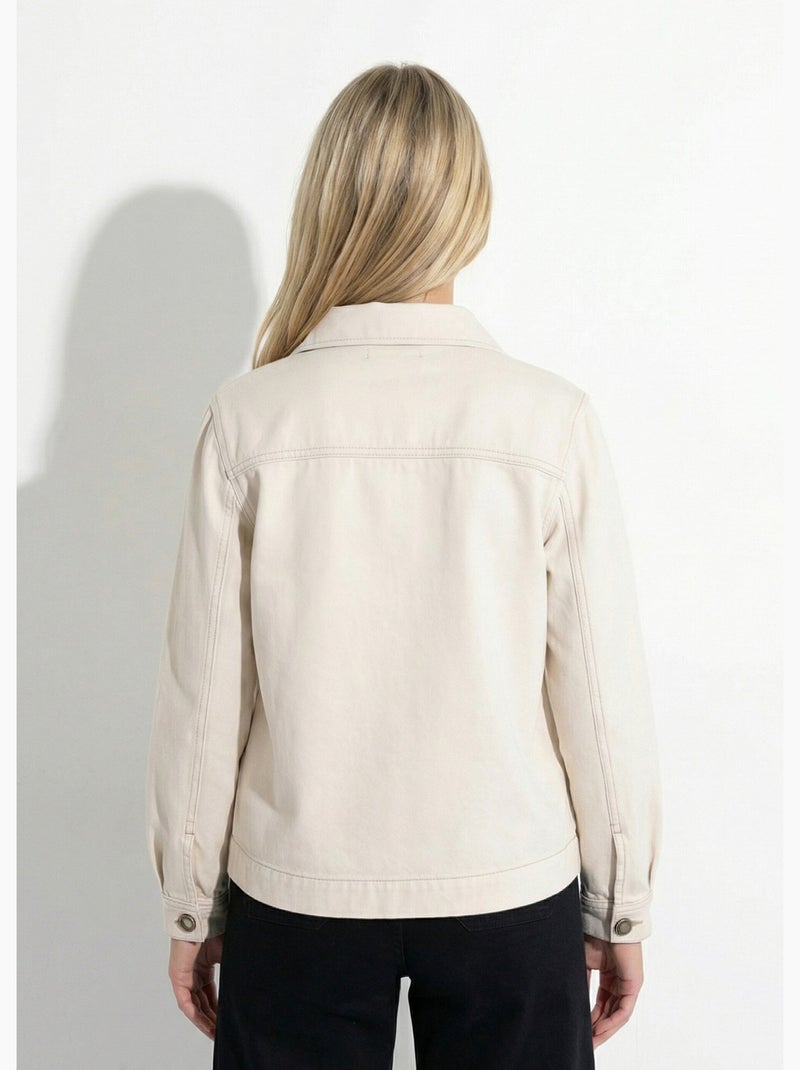 Chaqueta de trabajo con botones en denim - Afibel Crudo - Kiabi