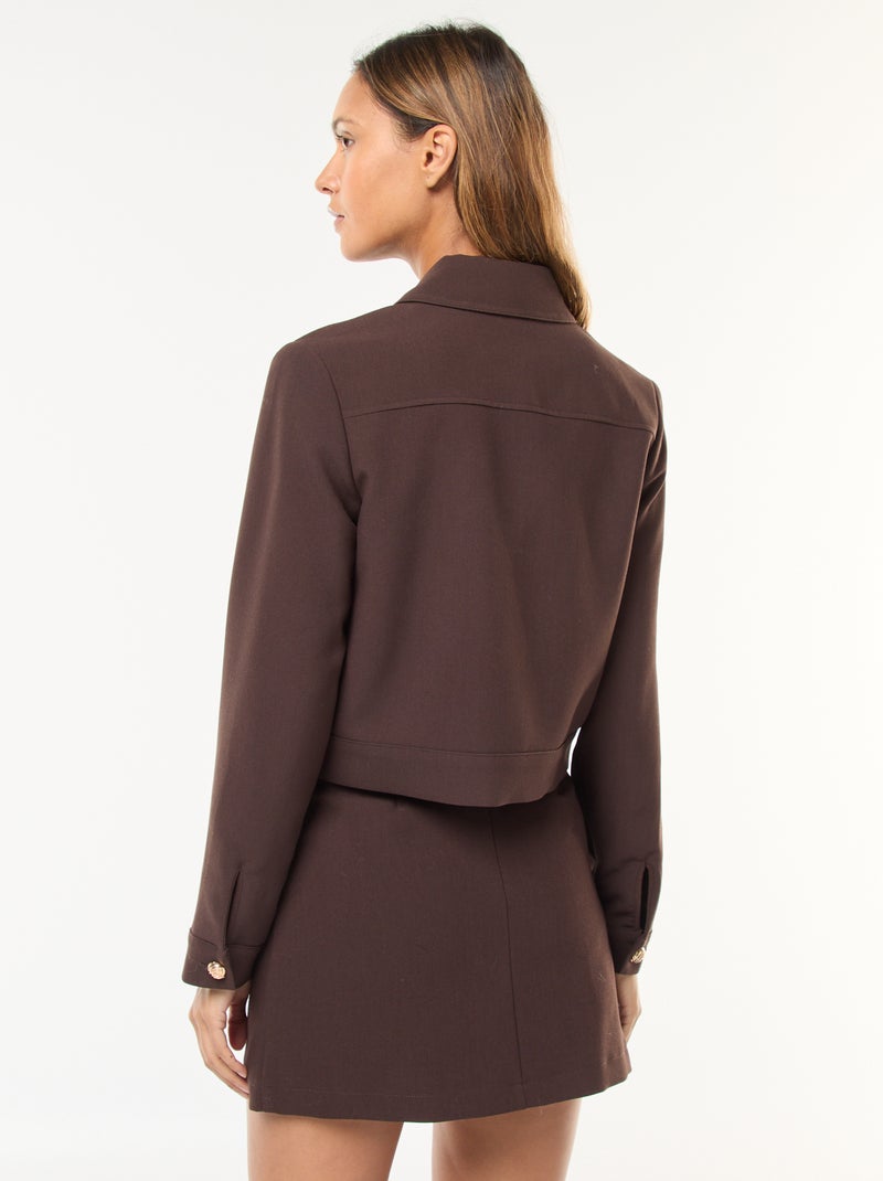 Chaqueta de traje con botones dorados corte corto Marron - Kiabi