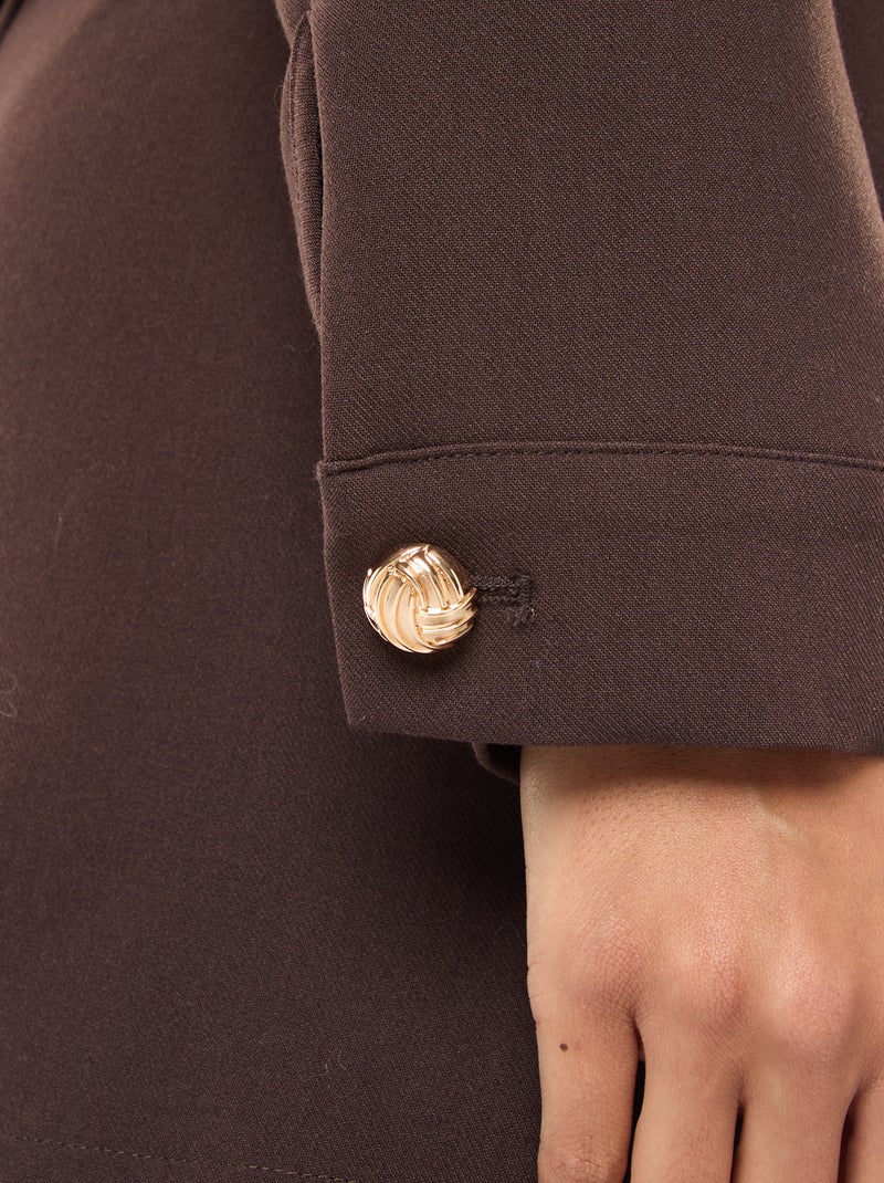 Chaqueta de traje con botones dorados corte corto Marron - Kiabi