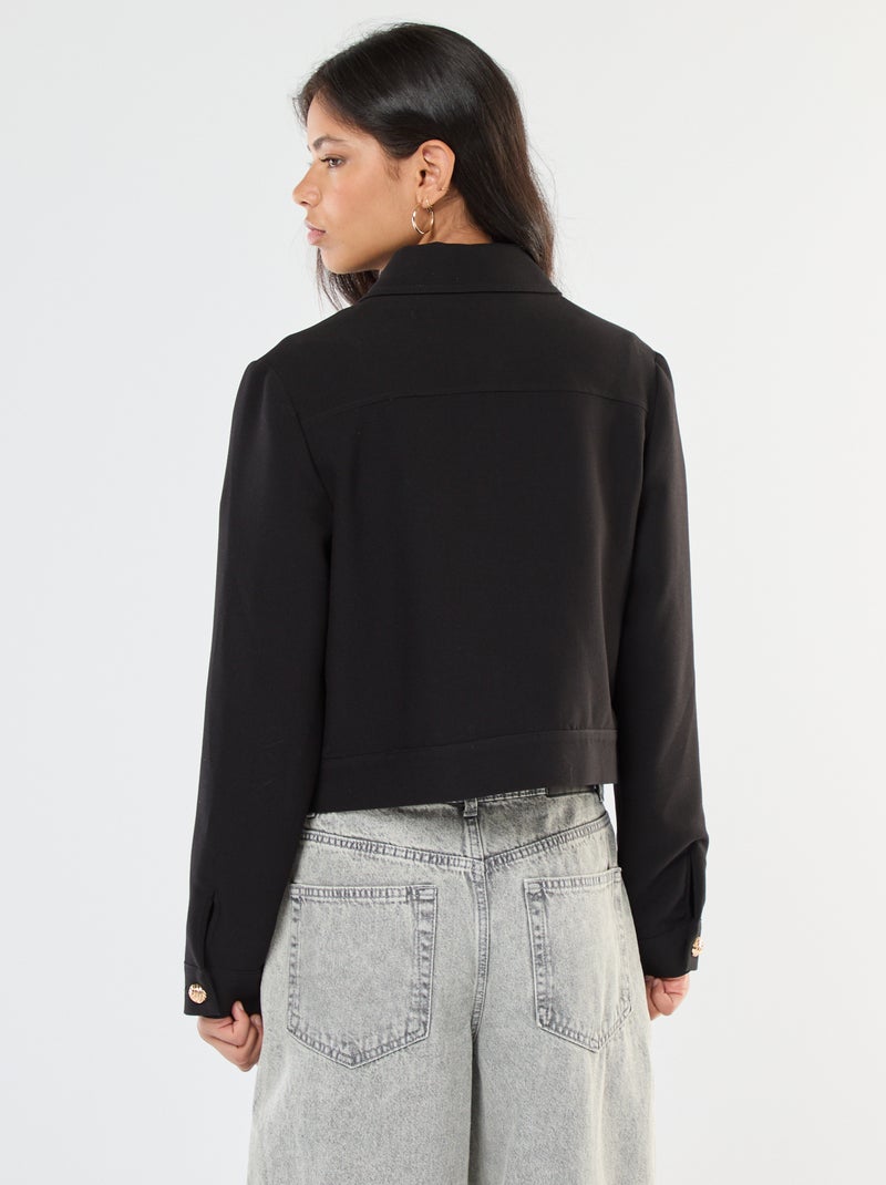 Chaqueta de traje con botones dorados corte corto Negro - Kiabi