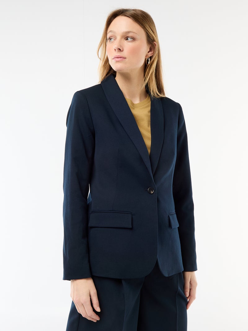 Chaqueta de traje con cuello chal Azul - Kiabi