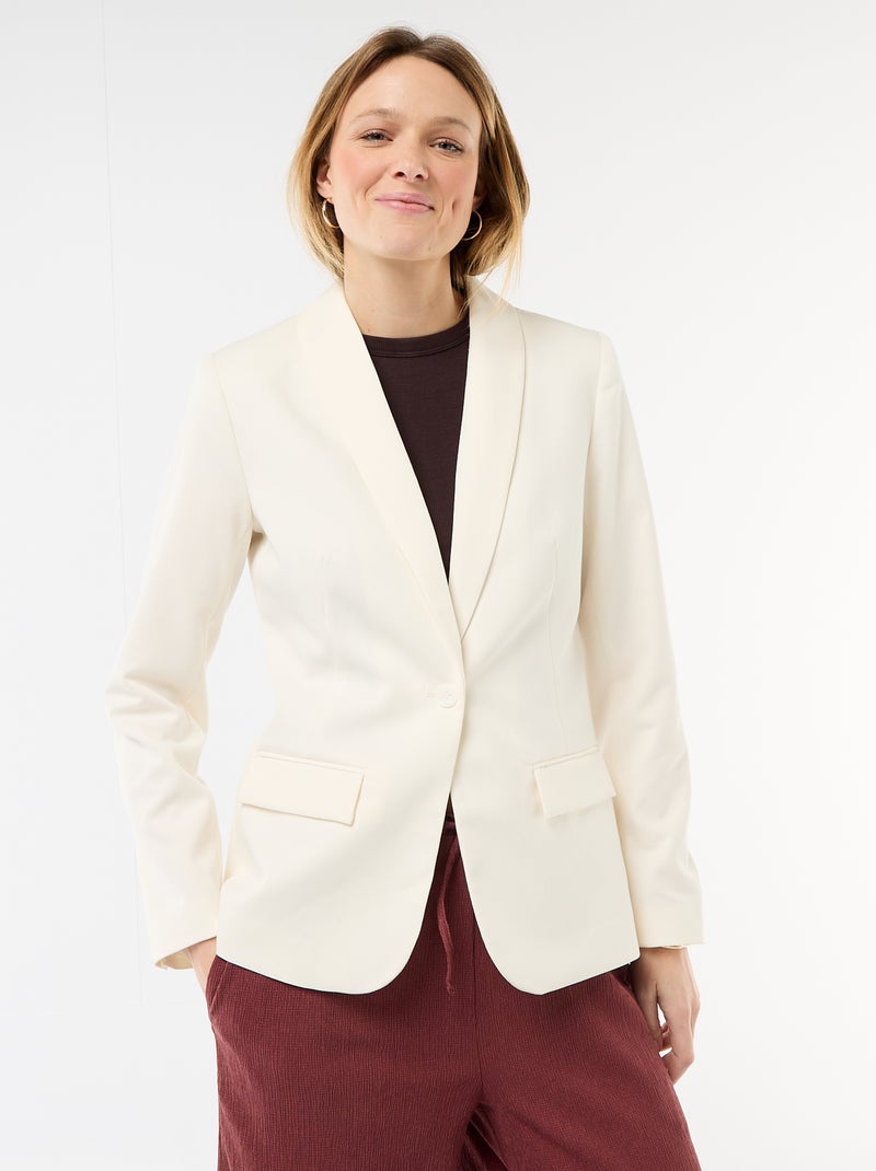 Chaqueta de traje con cuello chal Blanco - Kiabi