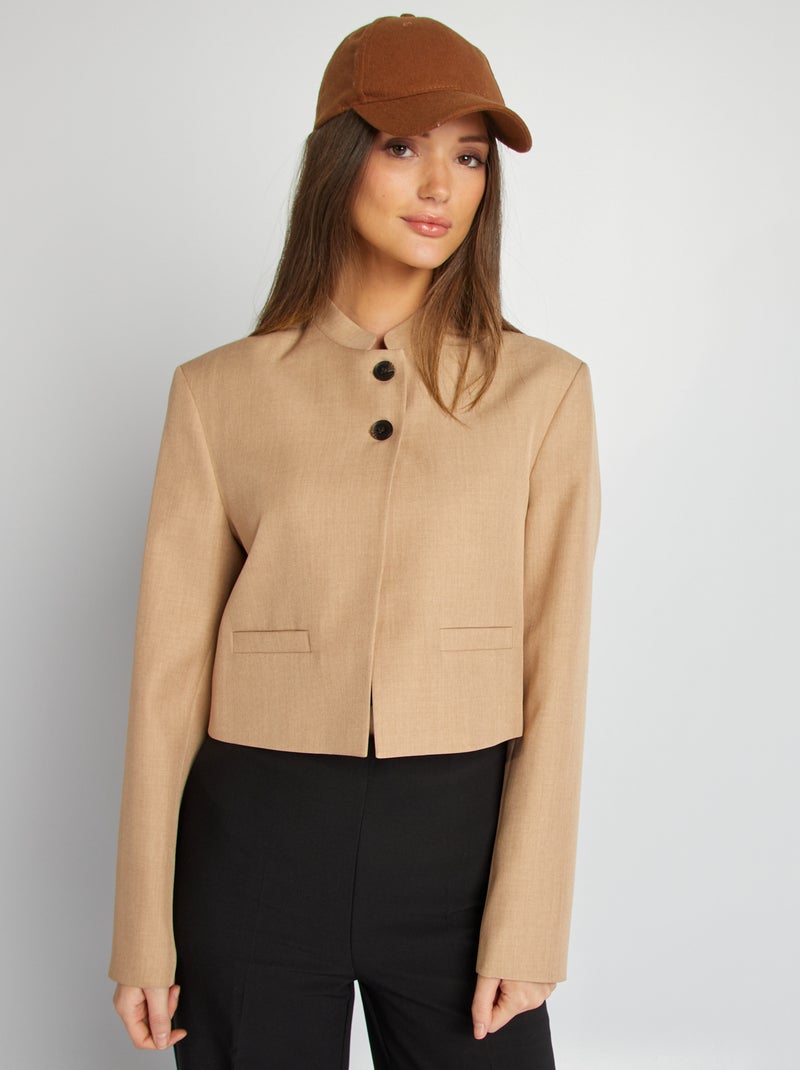 Chaqueta de traje con cuello mao BEIGE - Kiabi