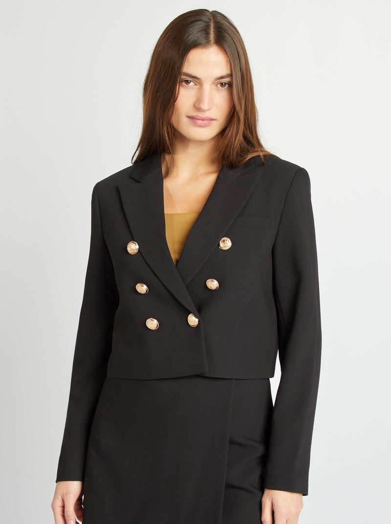 Chaqueta de traje corta con botones brillantes negro - Kiabi