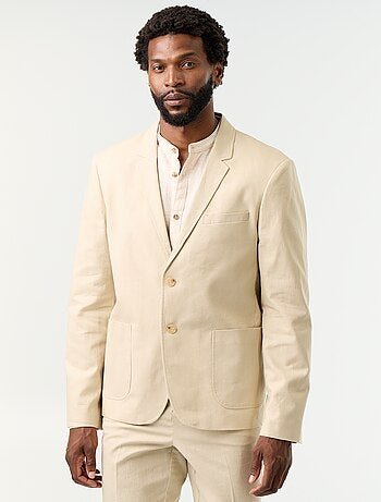 Chaqueta de traje de algodón y lino