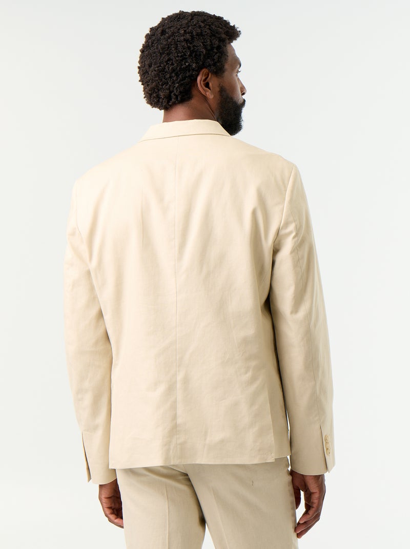 Chaqueta de traje de algodón y lino Beige - Kiabi