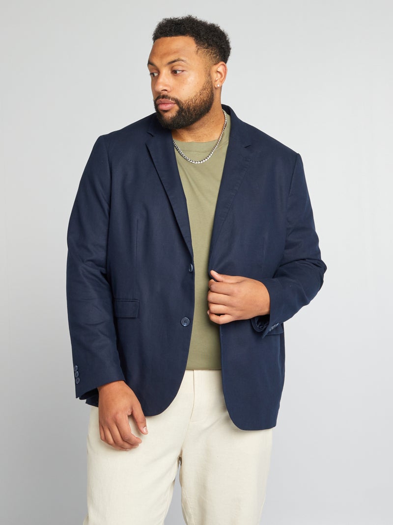 Chaqueta de traje de mezcla de lino azul - Kiabi