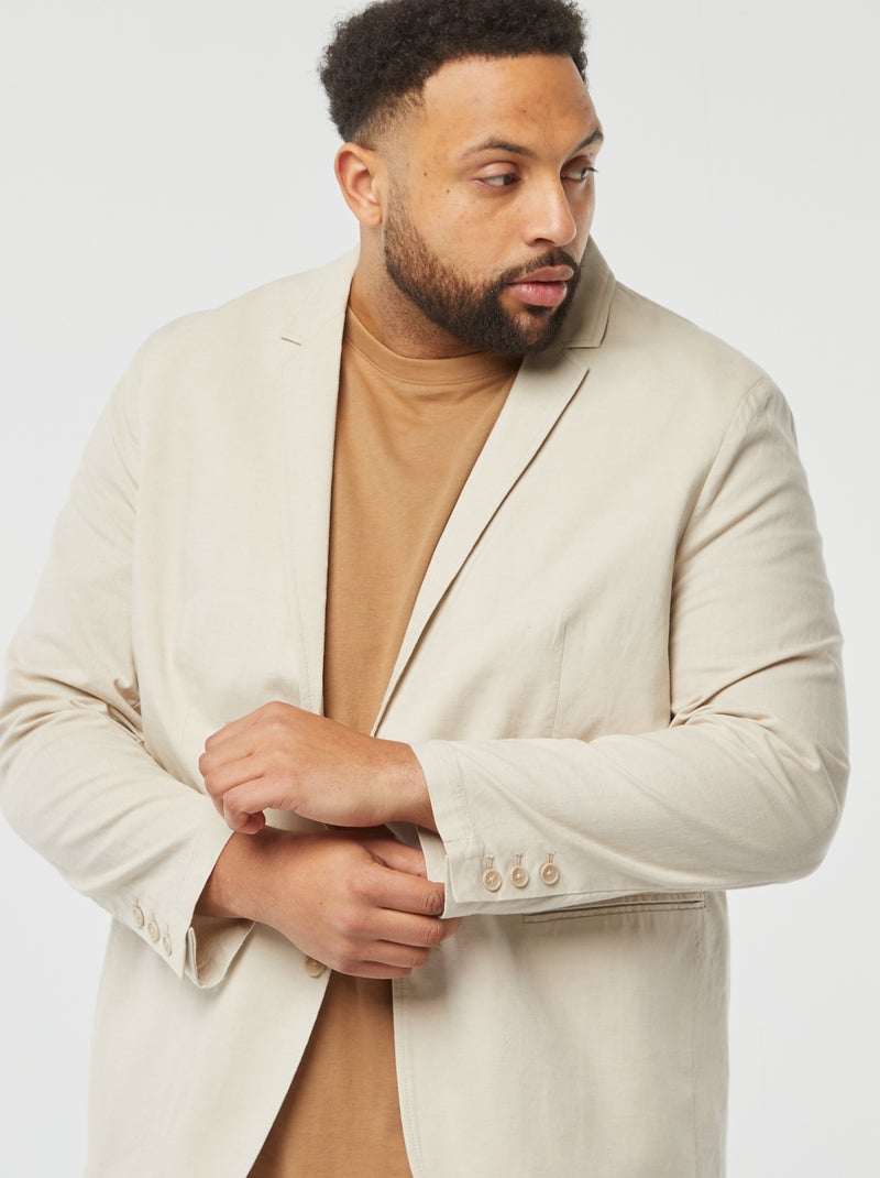 Chaqueta de traje de mezcla de lino beige - Kiabi