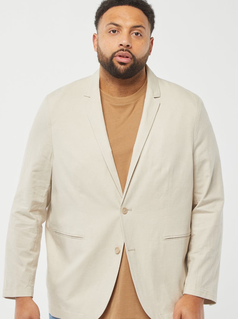 Chaqueta de traje de mezcla de lino beige - Kiabi