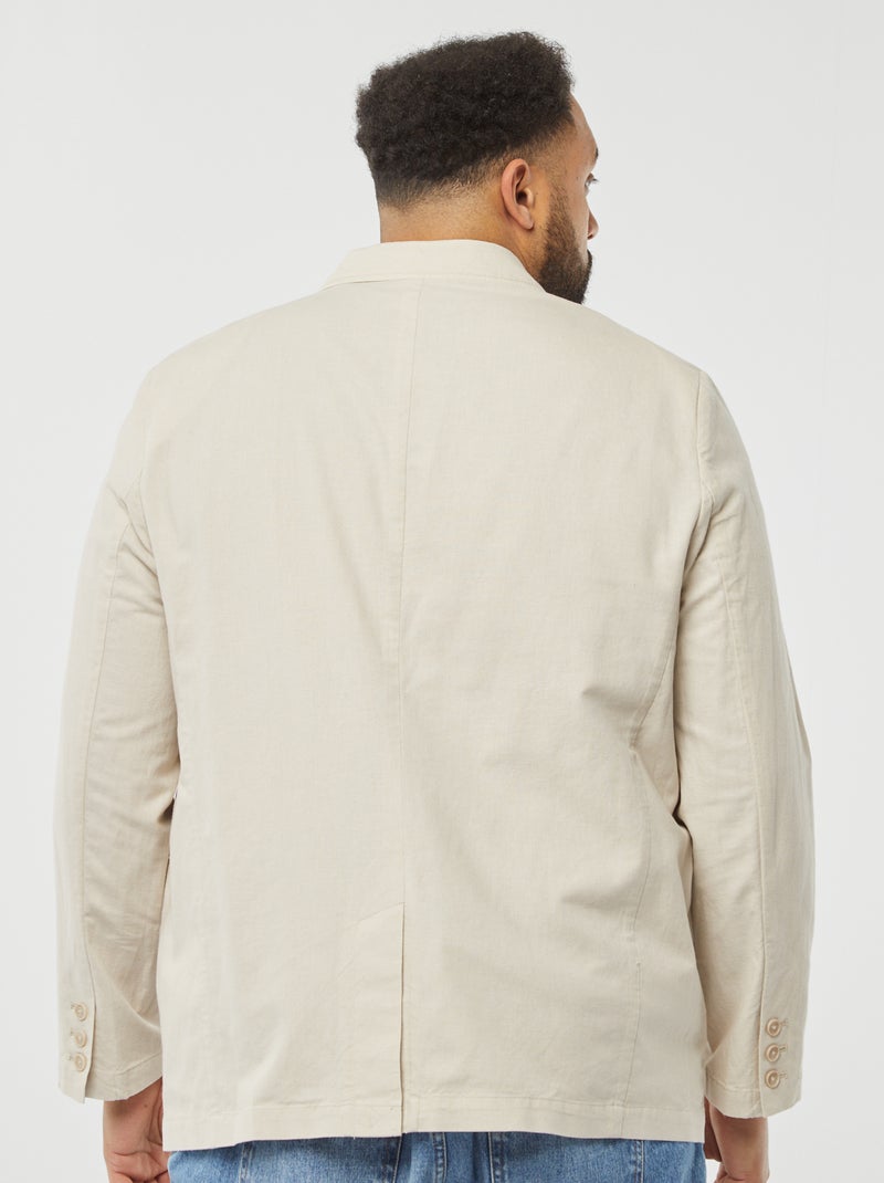 Chaqueta de traje de mezcla de lino beige - Kiabi