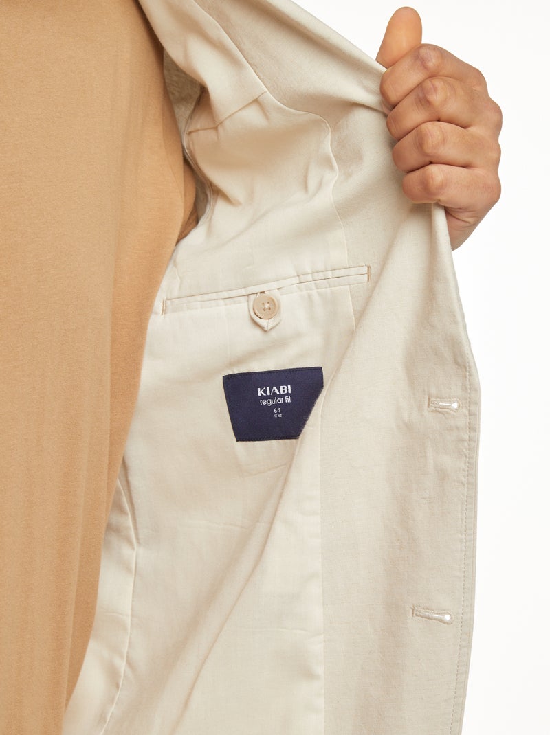 Chaqueta de traje de mezcla de lino beige - Kiabi