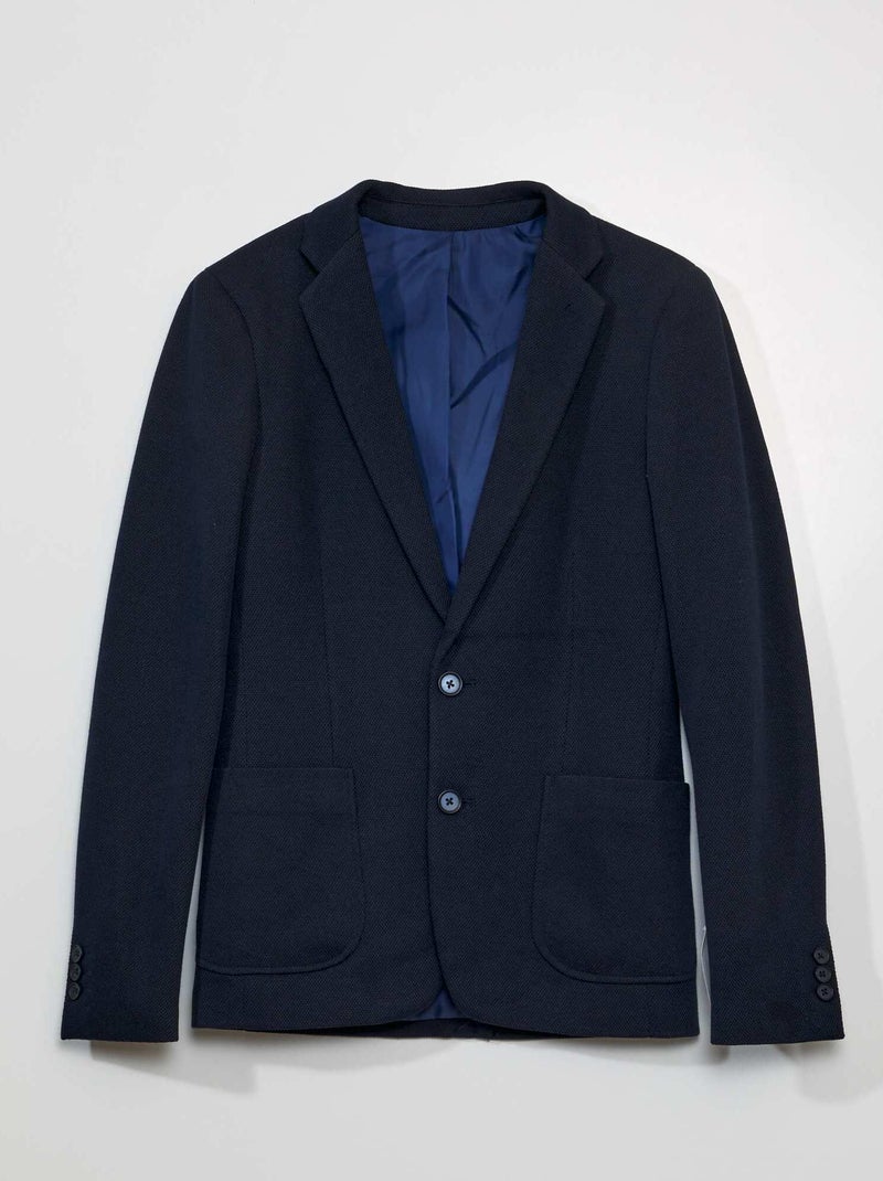 Chaqueta de traje de punto de piqué AZUL - Kiabi