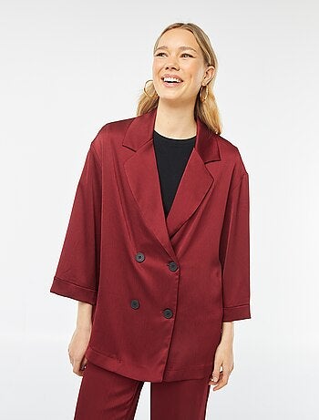 Chaqueta de traje de tejido de crepé manga 3/4