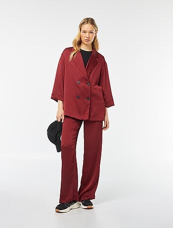 Chaqueta de traje de tejido de crepé manga 3/4