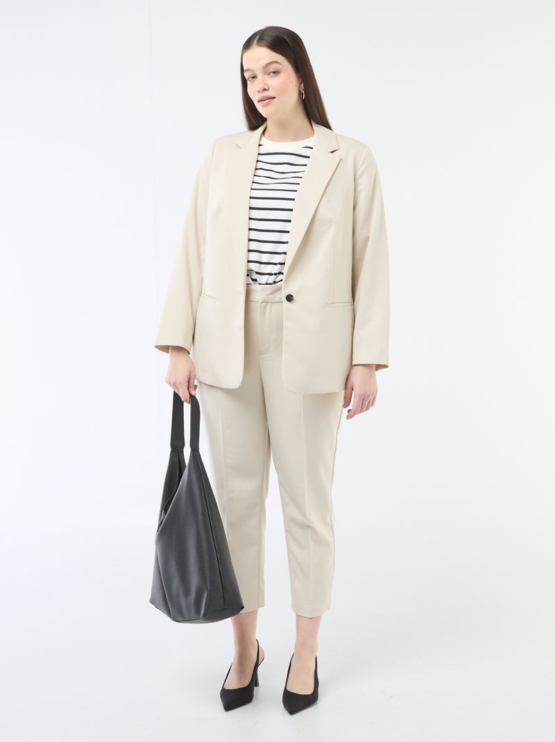 Chaqueta de traje larga Beige - Kiabi