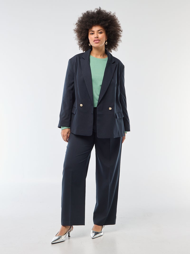 Chaqueta de traje larga con doble botonadura Azul - Kiabi