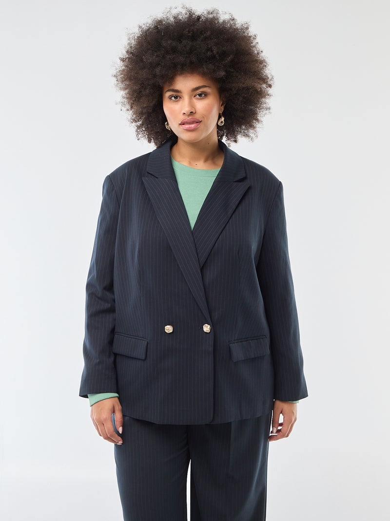Chaqueta de traje larga con doble botonadura Azul - Kiabi
