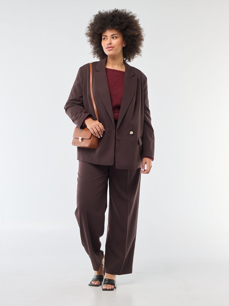 Chaqueta de traje larga con doble botonadura Marron - Kiabi