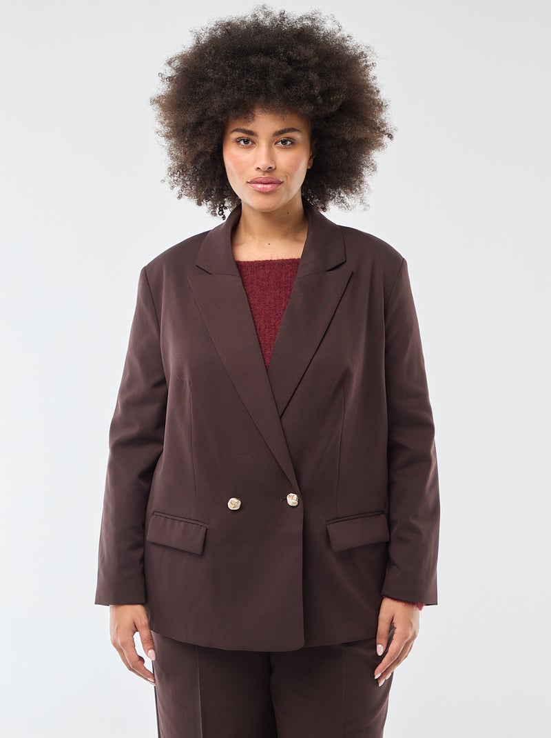 Chaqueta de traje larga con doble botonadura Marron - Kiabi